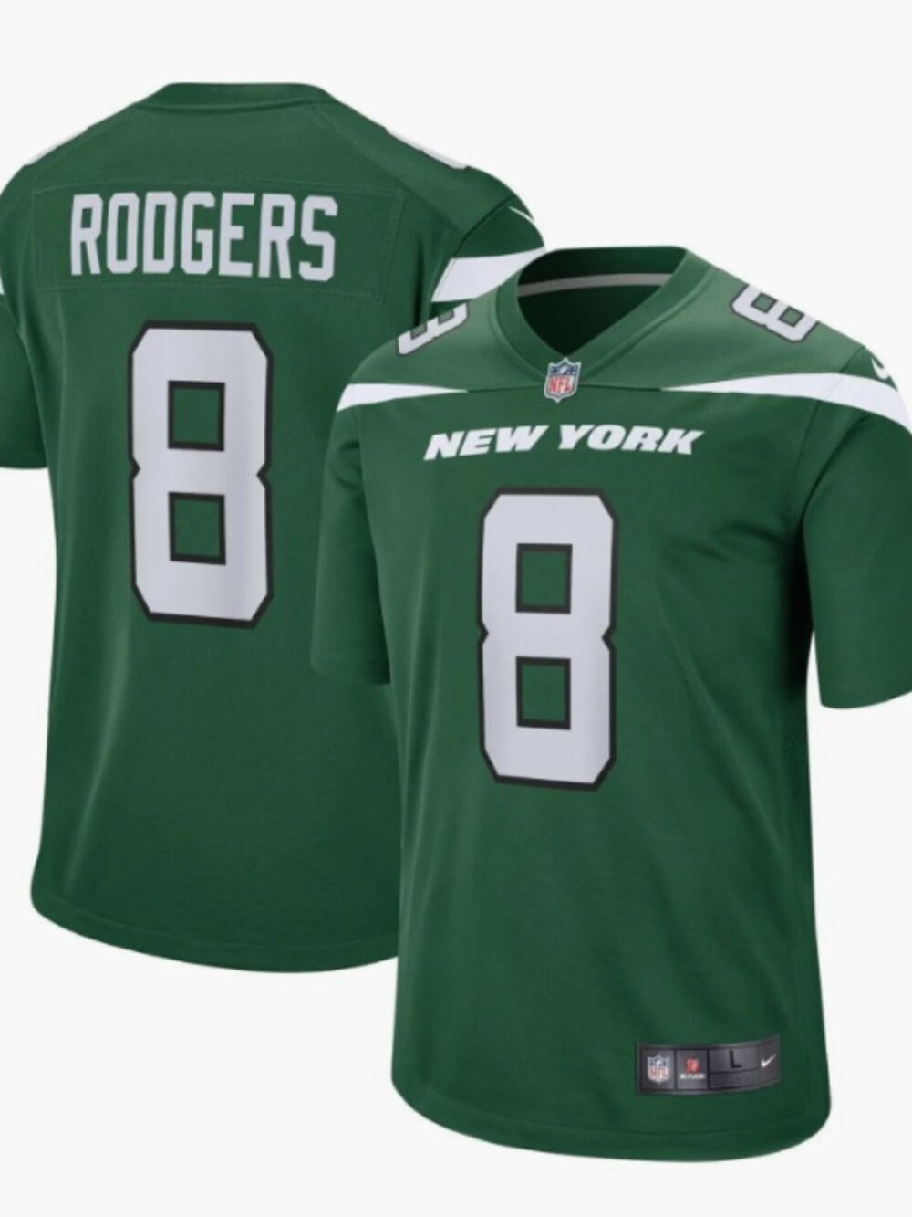 Aaron Rodgers New York Jets Nike Game Jersey - Gotham Green Legacy White Size L